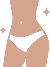 A stylized icon of a woman's slim torso