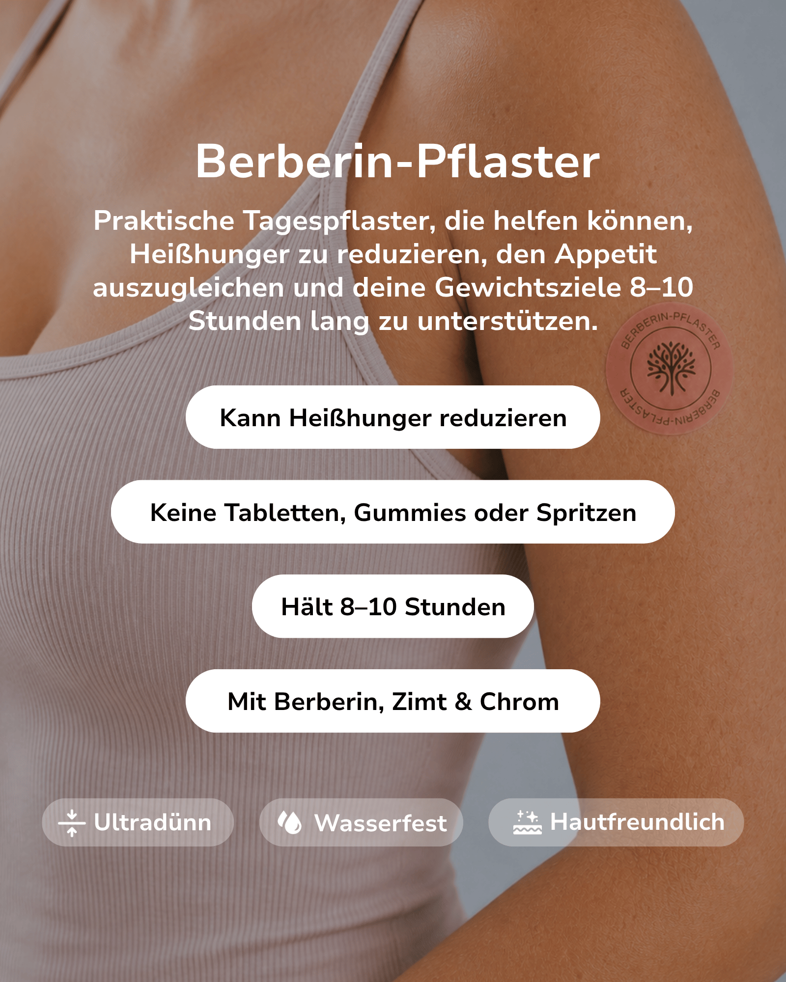 What the Berberin patch helps with, worn on the upper arm.