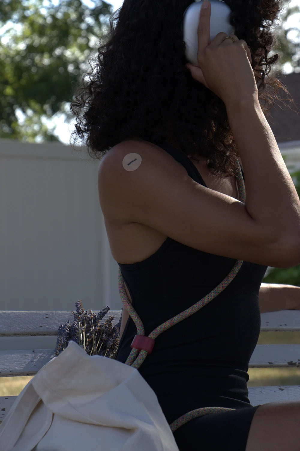 A patch applied to the skin